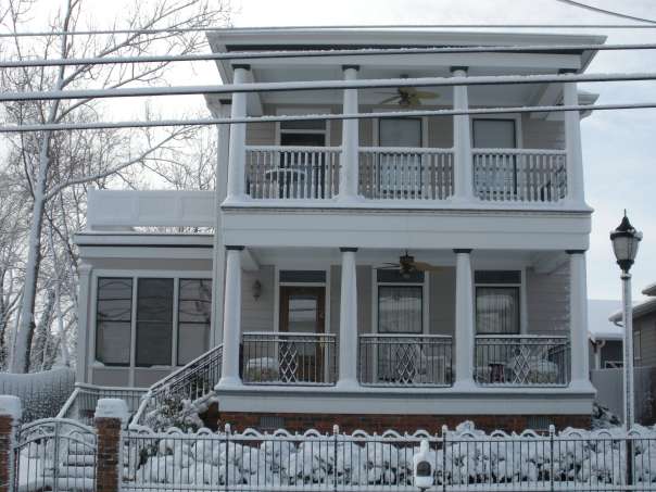 View from the front of Haynes Bed and Breakfast during the winter