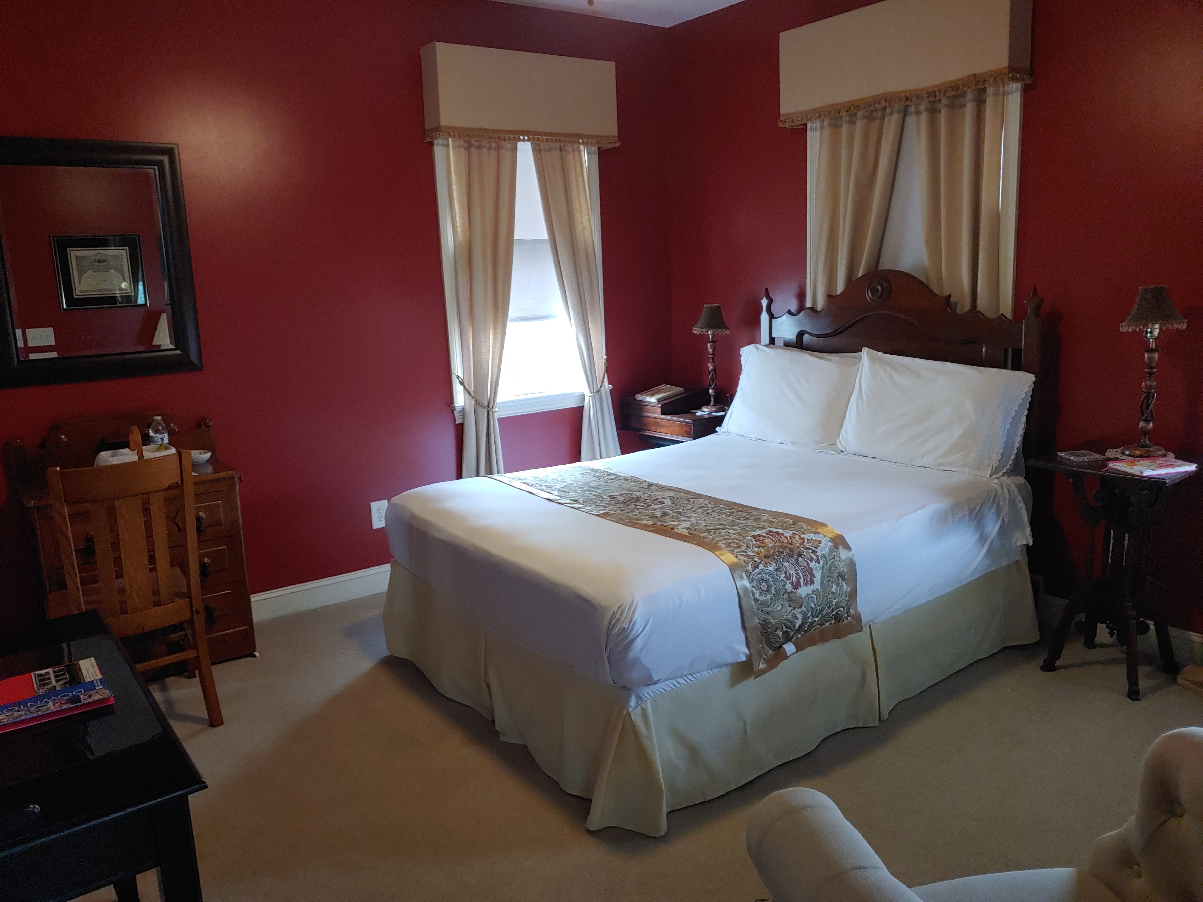 Red guest room at Haynes Bed and Breakfast